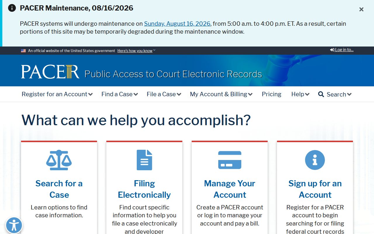 Portage County criminal history PACER federal court records