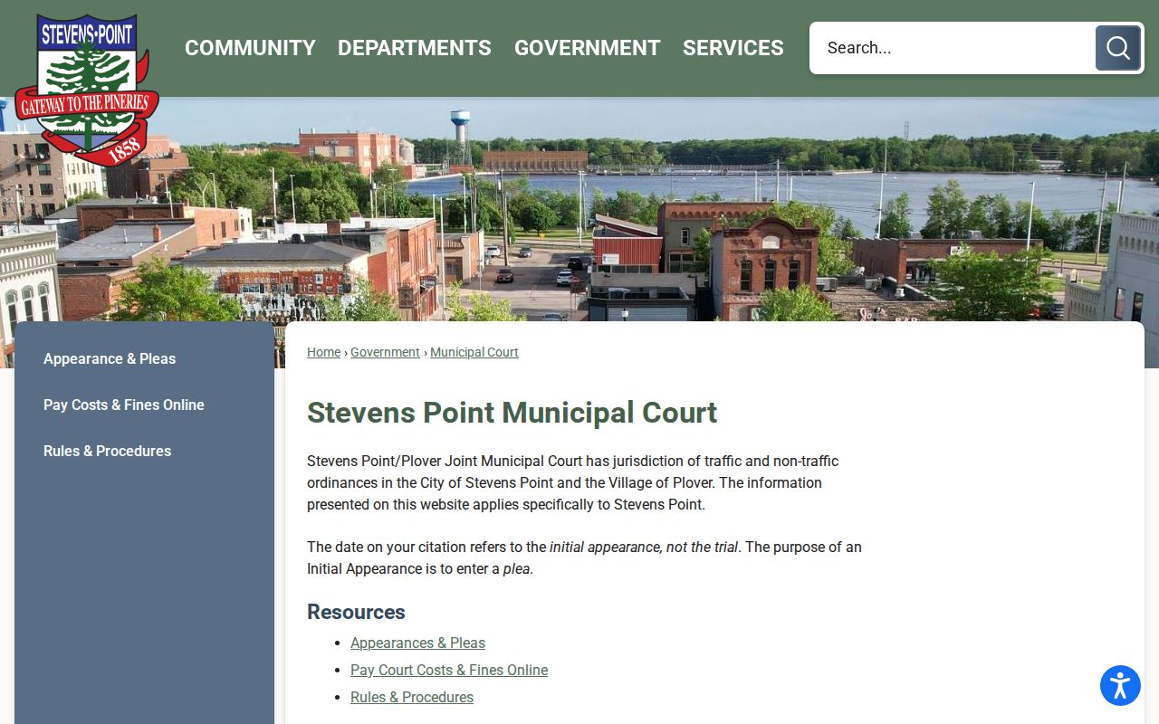 Stevens Point criminal records at the joint municipal court