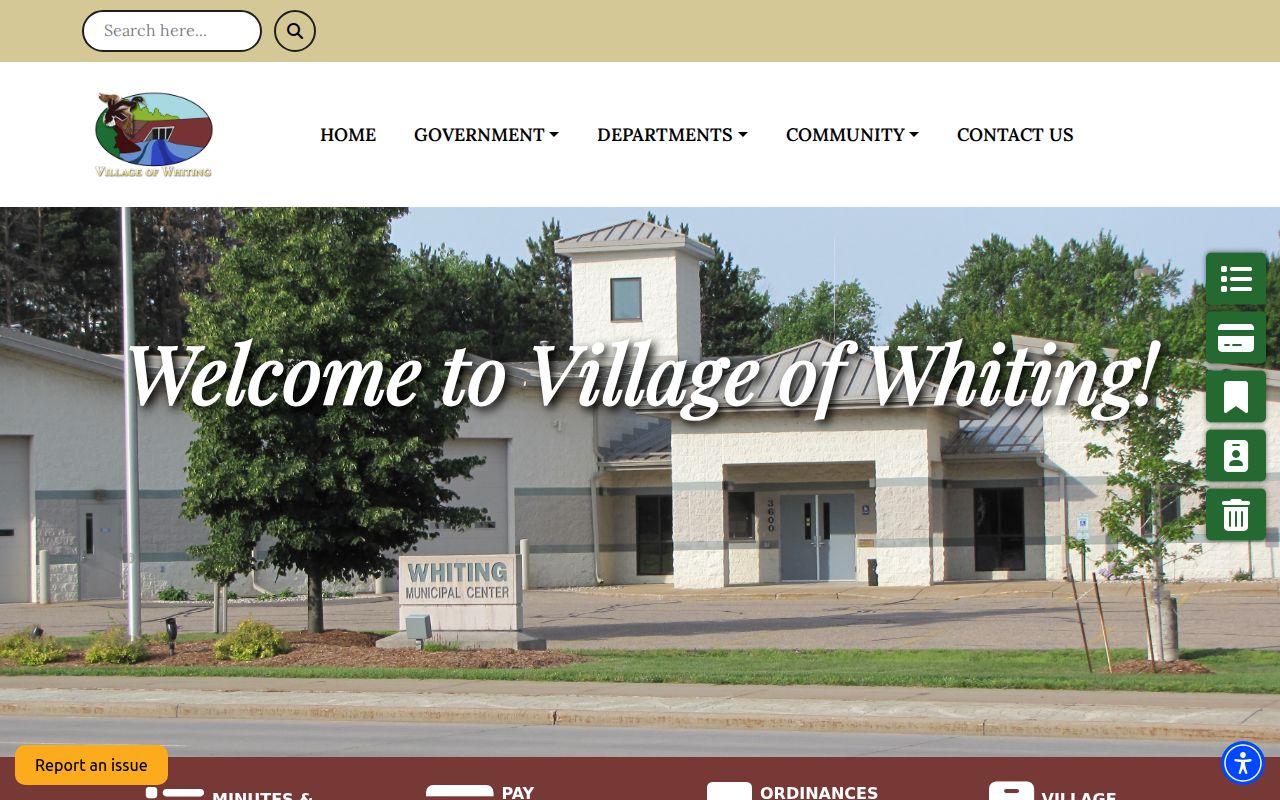 Whiting criminal records contact at Village Hall